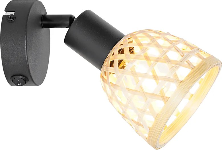 Oosterse spot zwart met bamboe en schakelaar - Rayan