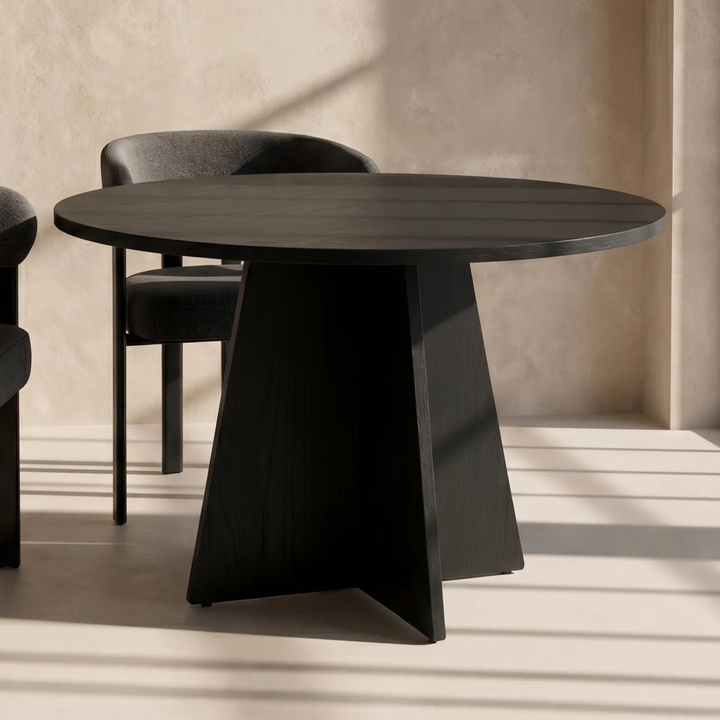Ronde Eettafel Met Kruisvoet Zwart - 110 X 110cm.