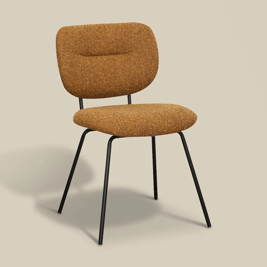 Moderne Eetkamerstoel Okergeel Boucle