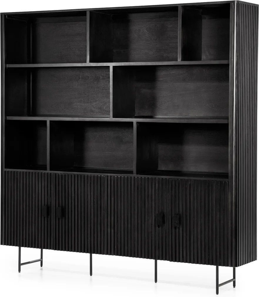 Zwarte Kast Met Open Vakken - 200x43x187cm.