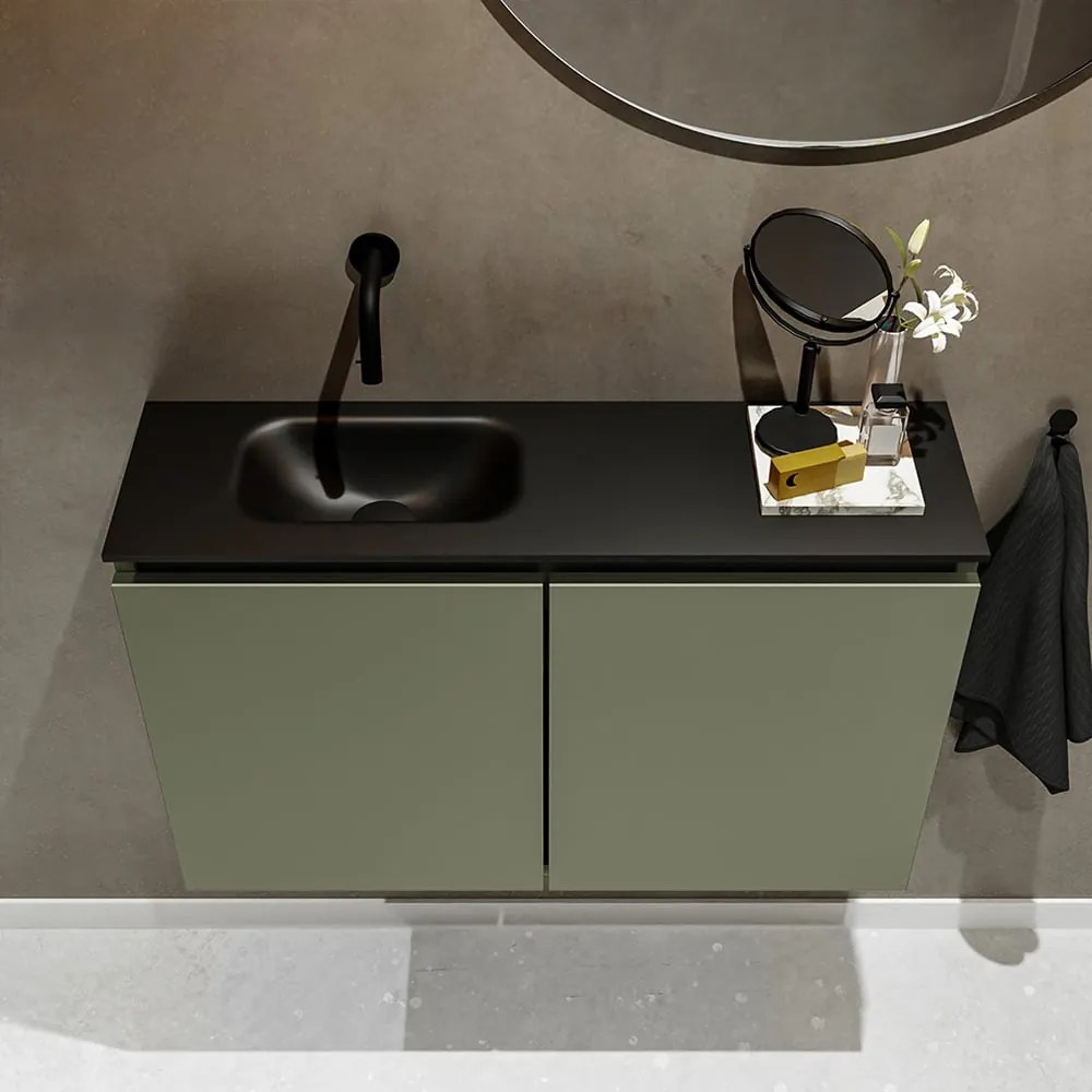 Mondiaz Ture 80cm toiletmeubel army met wastafel urban links geen kraangat