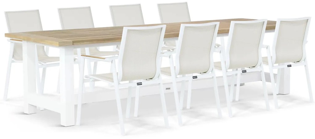 Tuinset 8 personen 300 cm Aluminium/textileen Wit Lifestyle Garden Furniture Fiora/Los