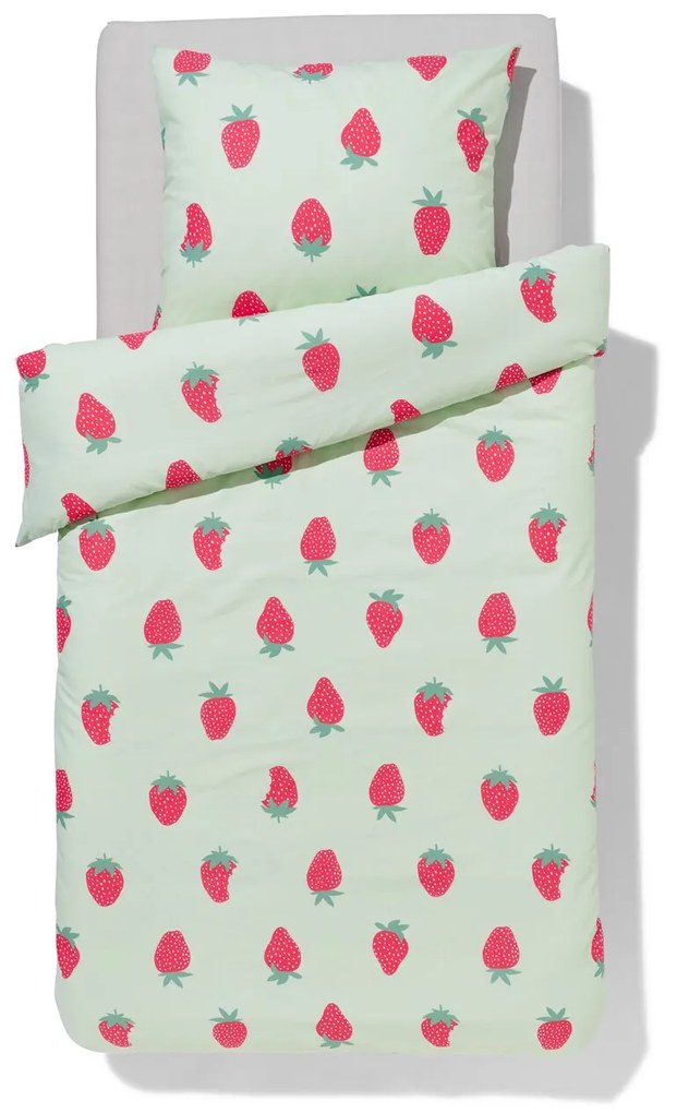 HEMA Kinder Dekbedovertrek Zacht Katoen 140x200 Aardbeien (multi)