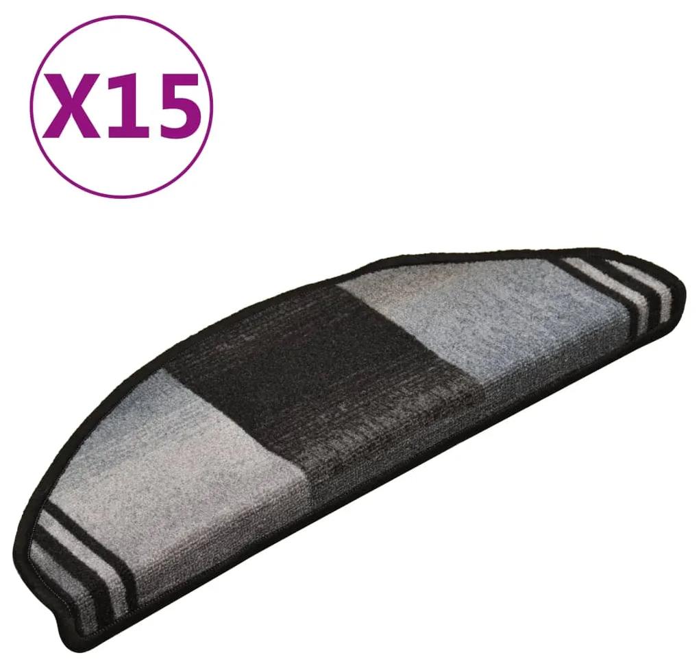 vidaXL Trapmatten zelfklevend 15 st 65x21x4 cm zwart en grijs