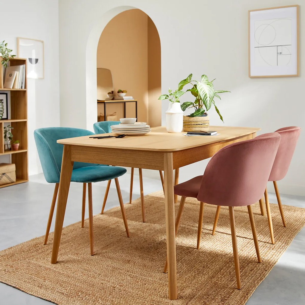 Uitschuifbare eettafel, eik en fineer, 4 tot 10 personen, BIFACE