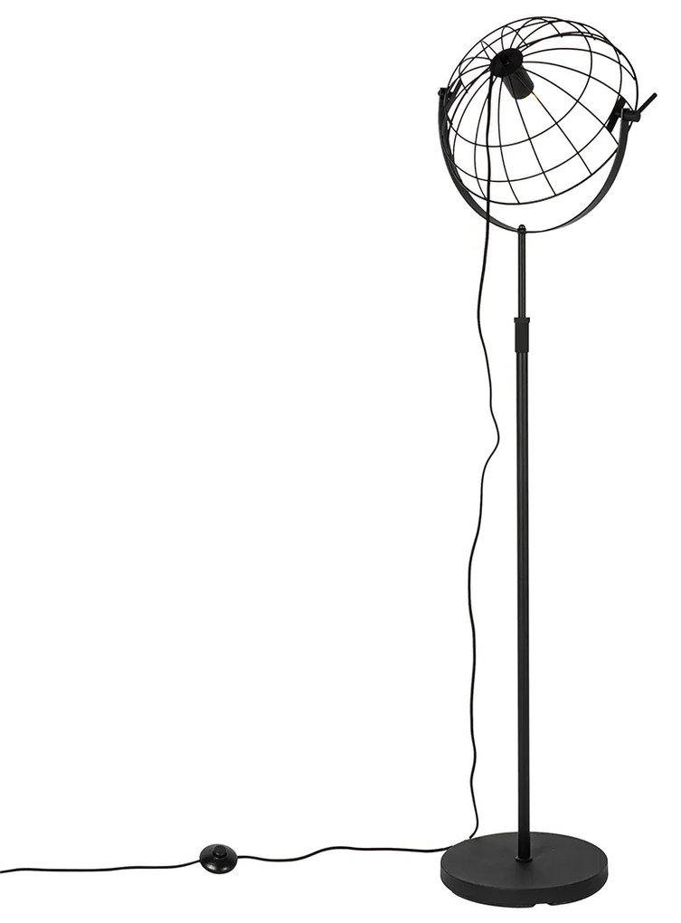 Industriële vloerlamp zwart 35 cm verstelbaar - Hanze