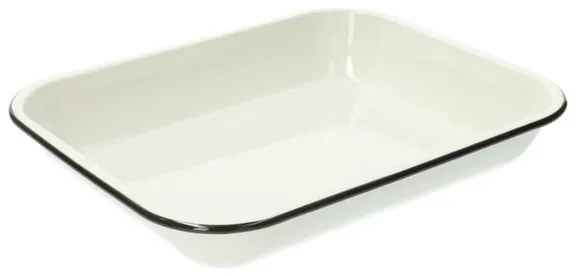 Ovenschaal, emaille, wit/zwart, 34 x 27 cm