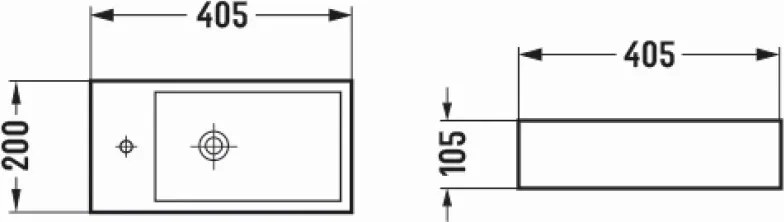 Mexen Inez rechthoekige opbouw wastafel rechts 40 x 20 cm, wit - 21484000R