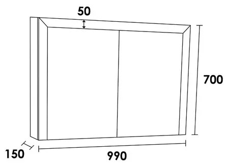 Brauer Rise spiegelkast 100cm met 2 dubbelzijdige spiegeldeuren eiken grijs