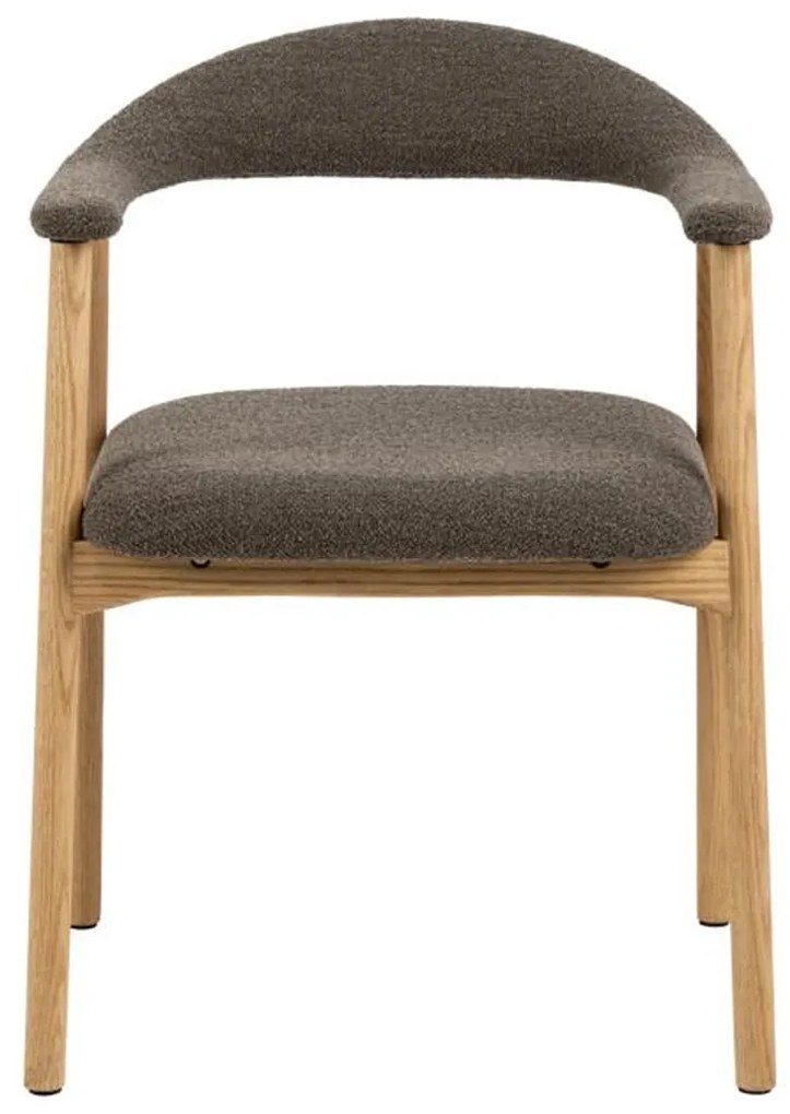 Eiken Eetkamerstoel Taupe Boucle Stof