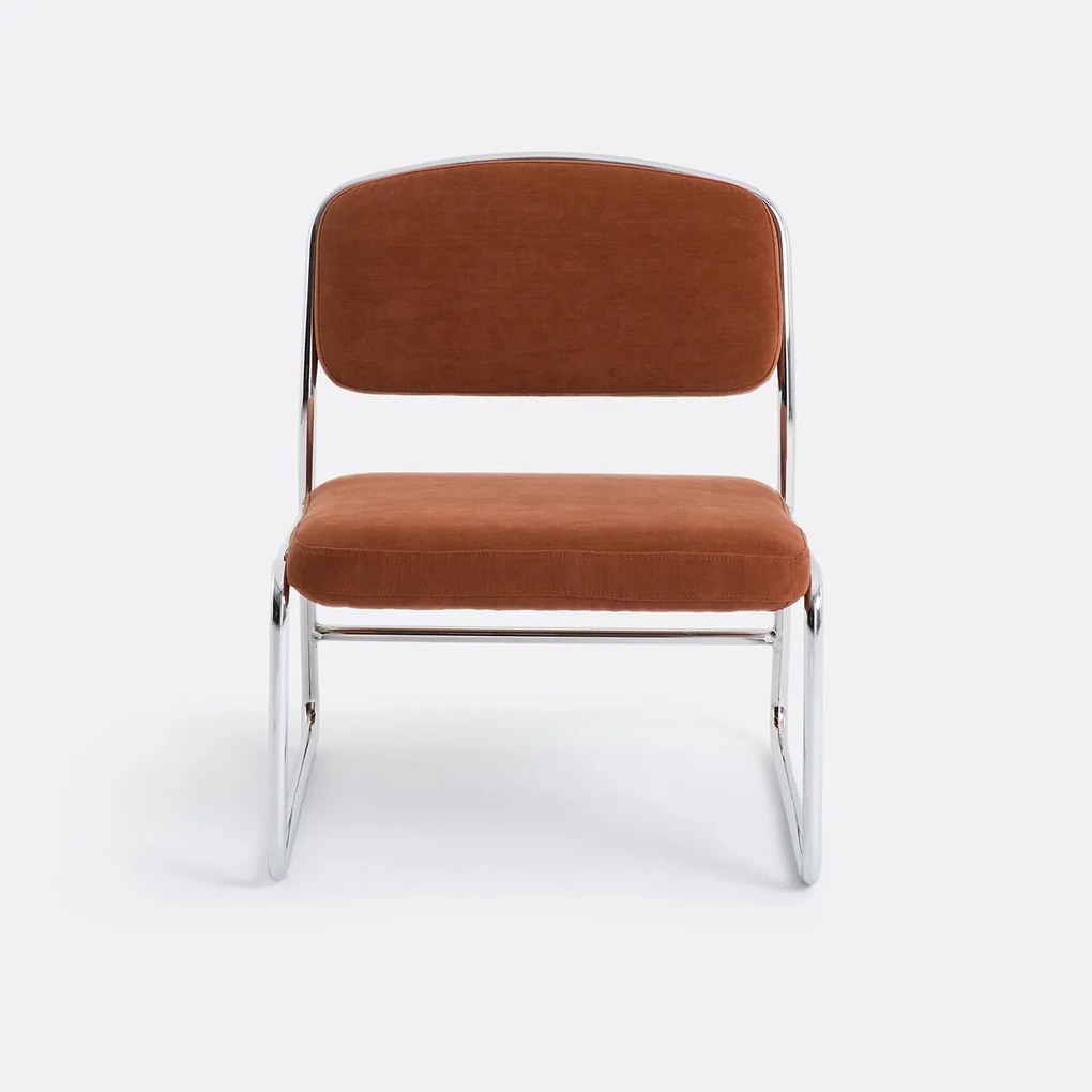 Fauteuil van chroom en stof, Celestina