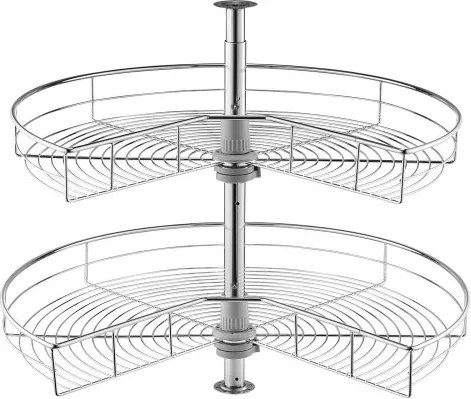 VEVOR Niervormige Chromen Hoekorganizer, 360° Draaibaar Kruidenrek, 2-laags Opbergrek in Hoogte Verstelbaar (Laadvermogen 23 kg), Vervangende Lazy Susan Plank van Koolstofstaal voor Kasthoeken