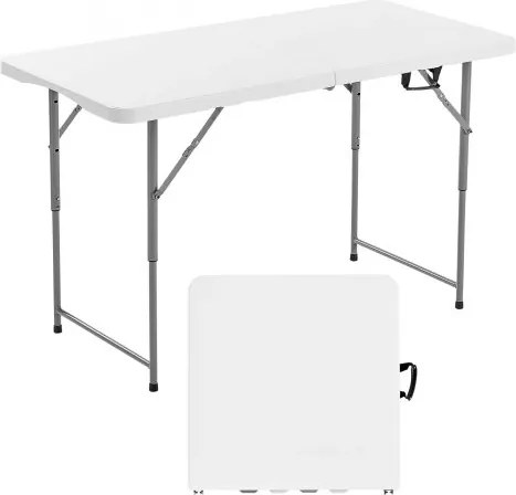 VEVOR Opvouwbare tafel Buffettafel Draagbare Multifunctionele tafel 122 cm, Rechthoekige kunststof tafel met verstelbare hoogte en geïntegreerde handgreep, Tuintafel Kampeertafel voor Feesten Picknicks Kamperen, Wit