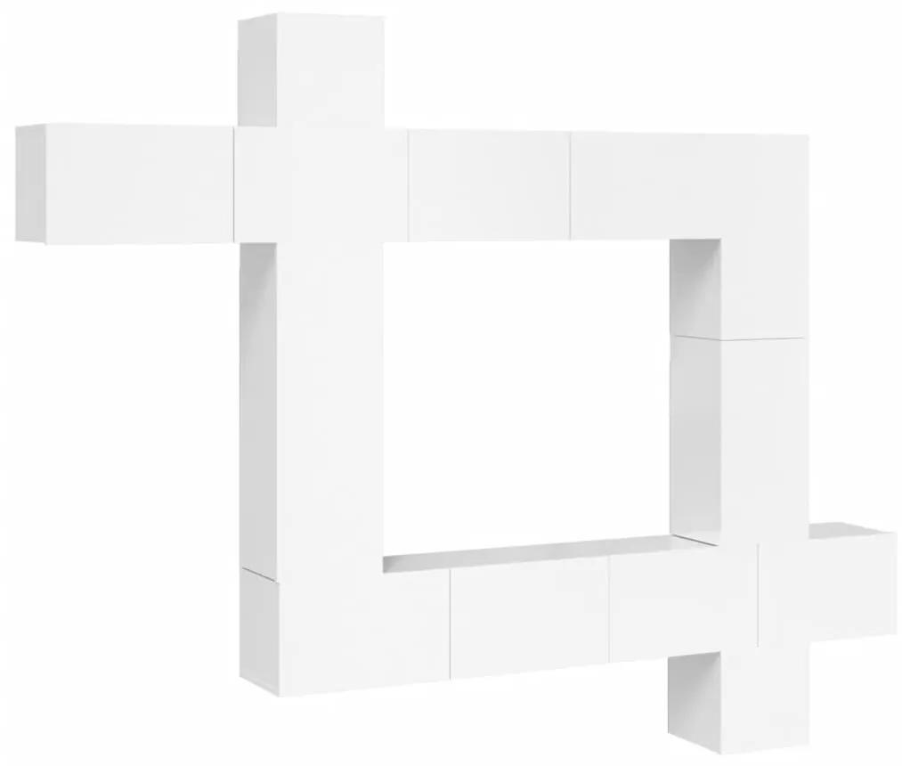 vidaXL 9-delige Tv-meubelset bewerkt hout hoogglans wit