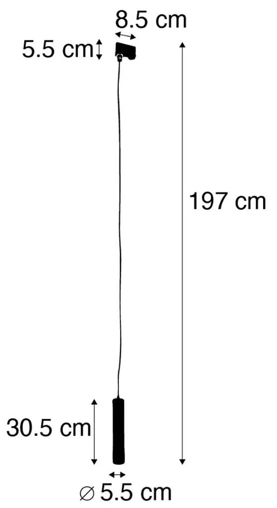 Design hanglamp zwart incl. rail adapter 3-fase - 3-Phase Tuba small Modern GU10 cilinder / rond Binnenverlichting Lamp