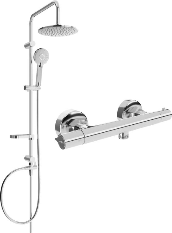 Mexen Carl opbouw regendoucheset met thermosstatische douchekraan Slim, chroom - 77105240-00