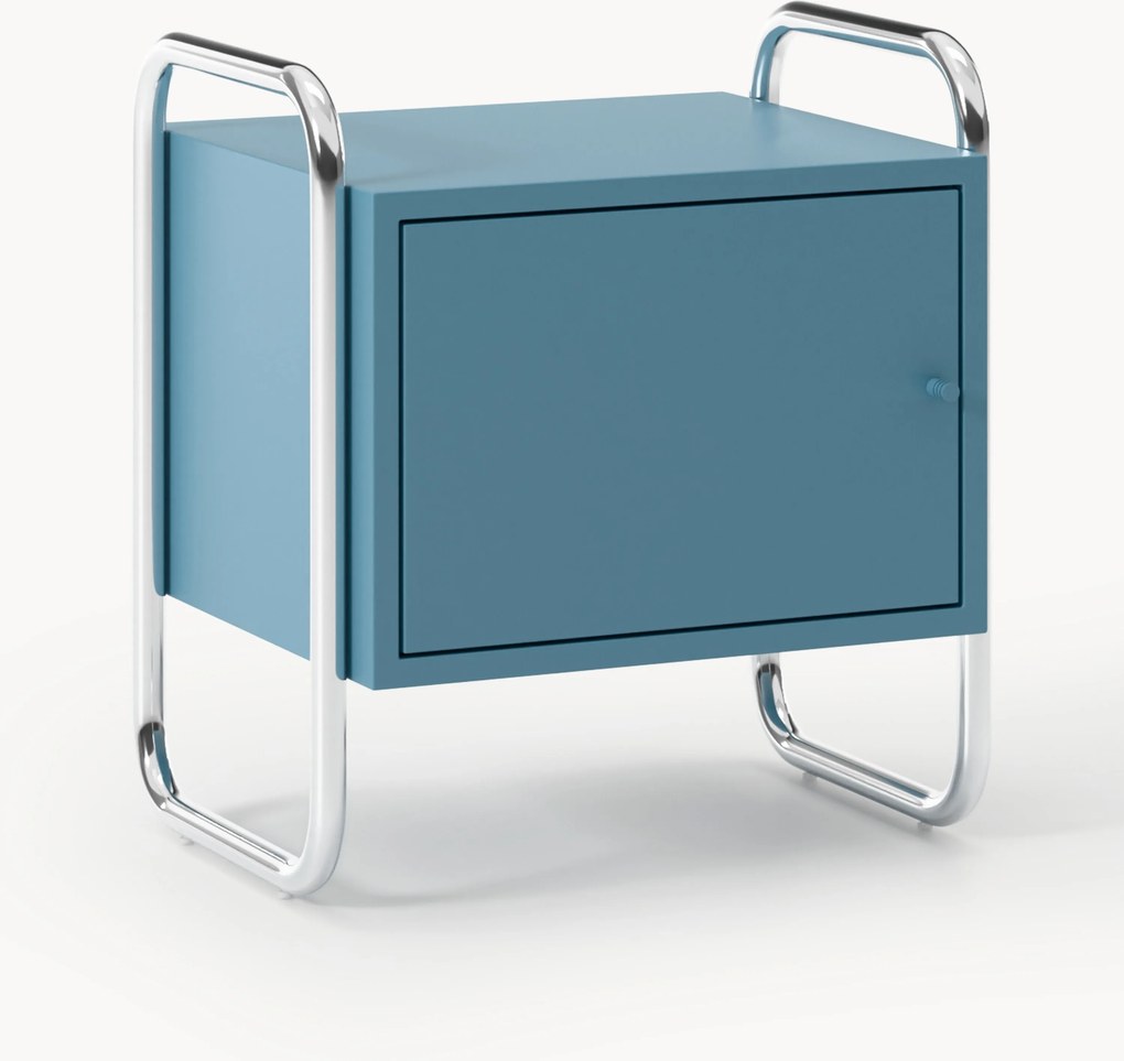 Metalen nachtkastje Robyn, met links- of rechtsdraaiende deur