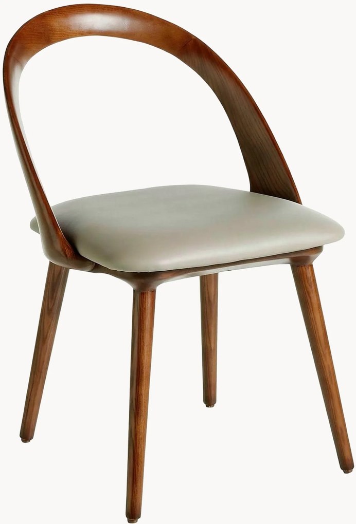 Houten/kunstleren stoelen Gina met vulling, set van 2
