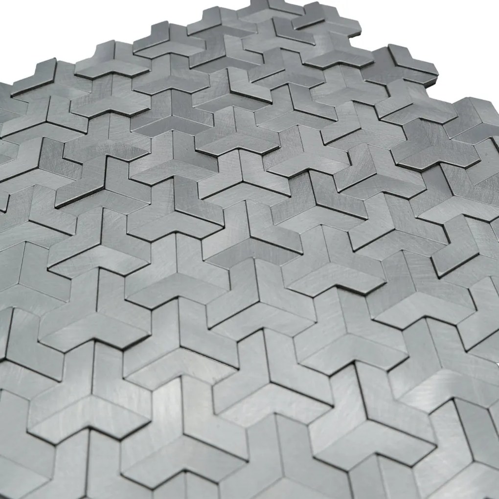 Zelfklevende Mozaïektegels Metaal | Trifold 3D Zilver | 30,3×28 cm | Keuken, Bad & WC