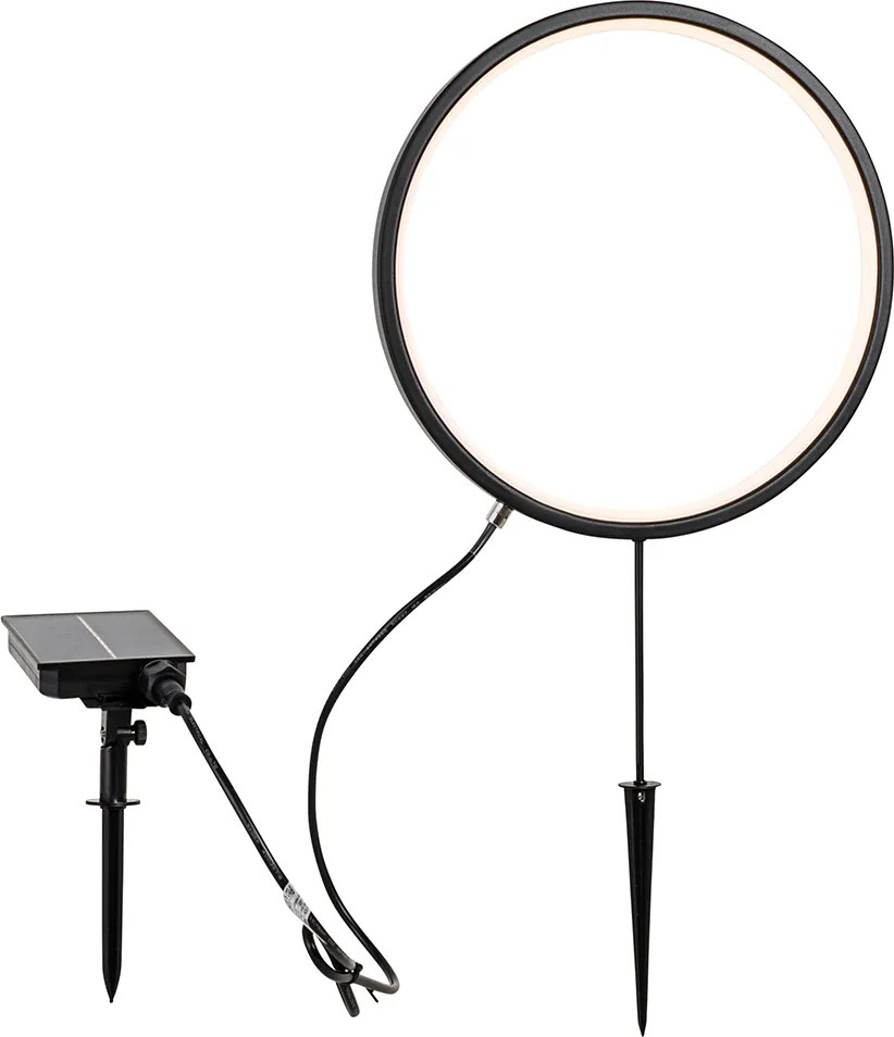 Set van 2 prikspots zwart 60cm incl. LED oplaadbaar en solar IP65 - Adalind