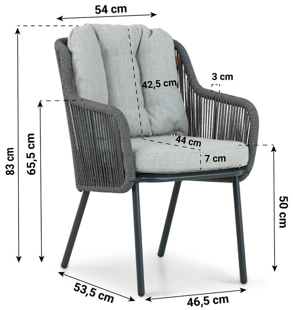 Tuinstoel Aluminium/rope Grijs-antraciet Santika Nanda