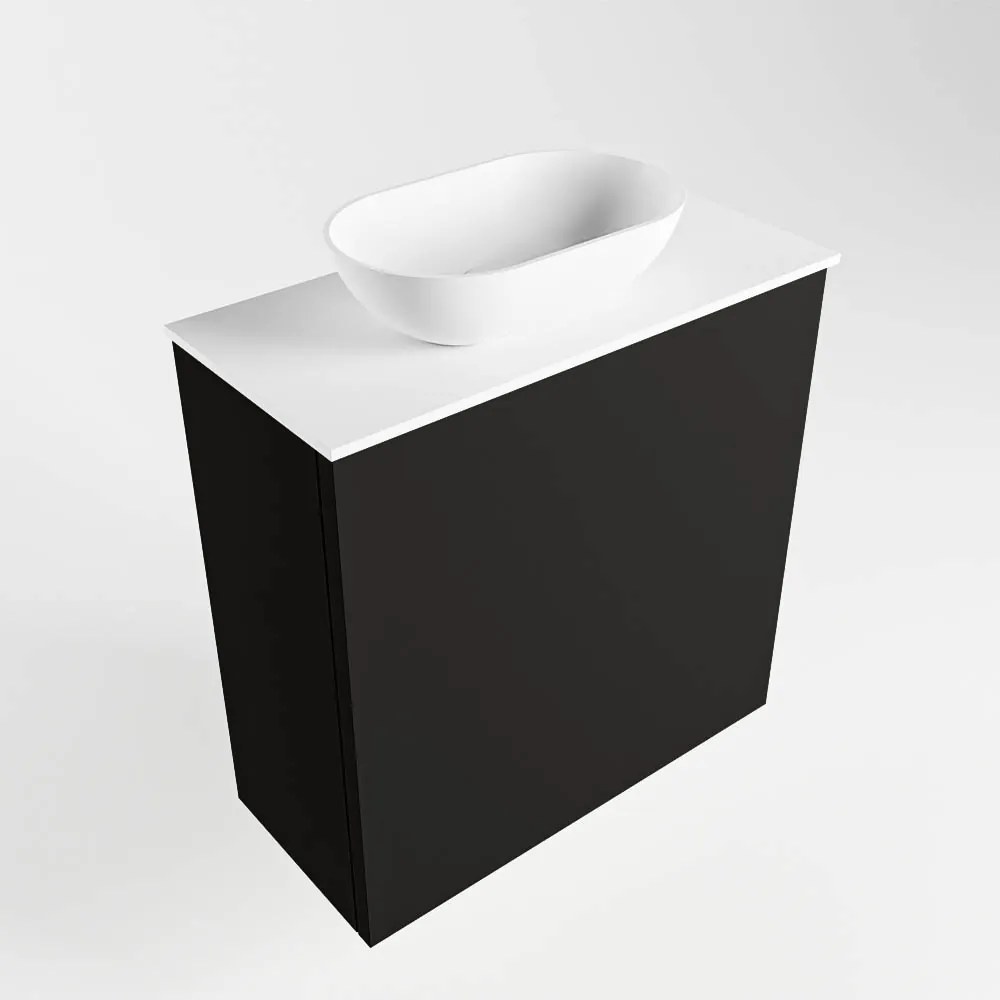 Mondiaz Fowy toiletmeubel 50cm urban met witte waskom links en kraangat