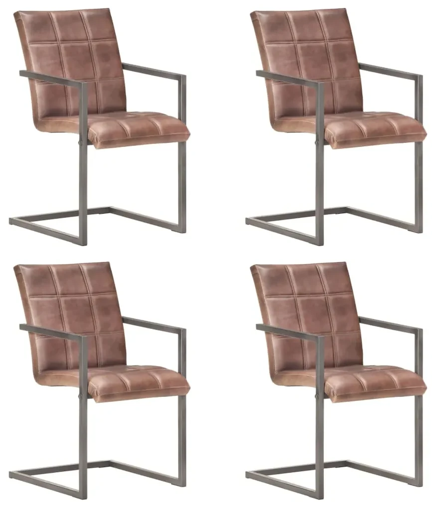 vidaXL Eetkamerstoelen 4 st echt leer verweerd bruin