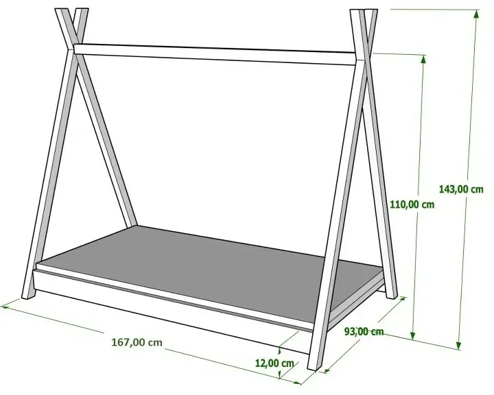 Peuter Wit  Eenpersoons hemelbed - Titus Tipi-stijl voor kinderen Kinderen Peuter Junior 5059914020432 Children's Beds Home, 160x80, 12 cm latex met h
