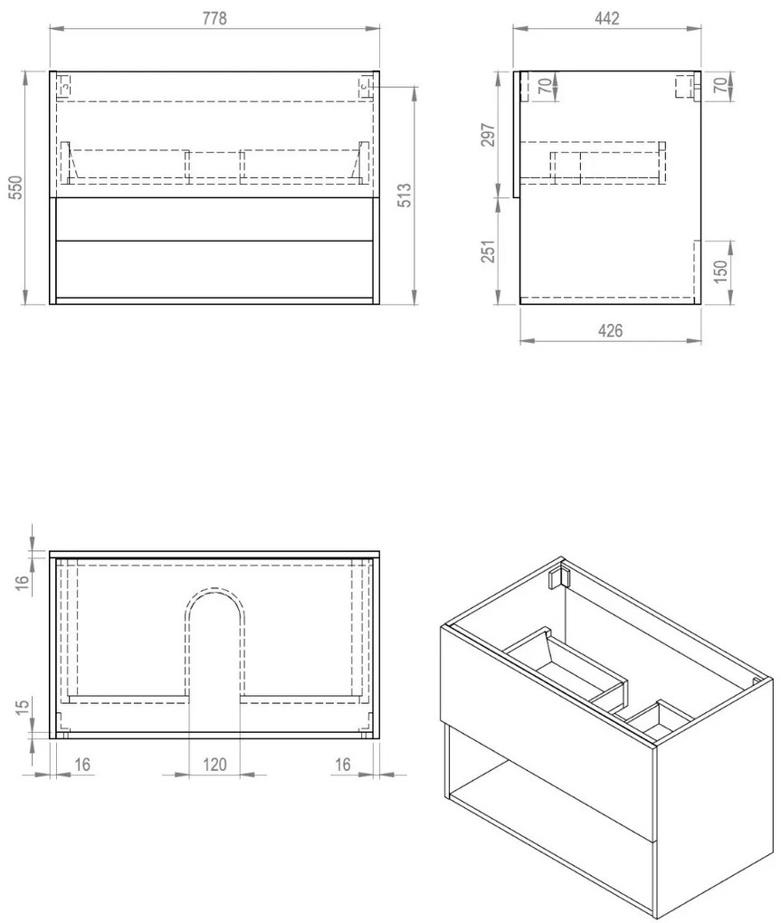 Best Design Rigatti onderkast 80cm zwart mat