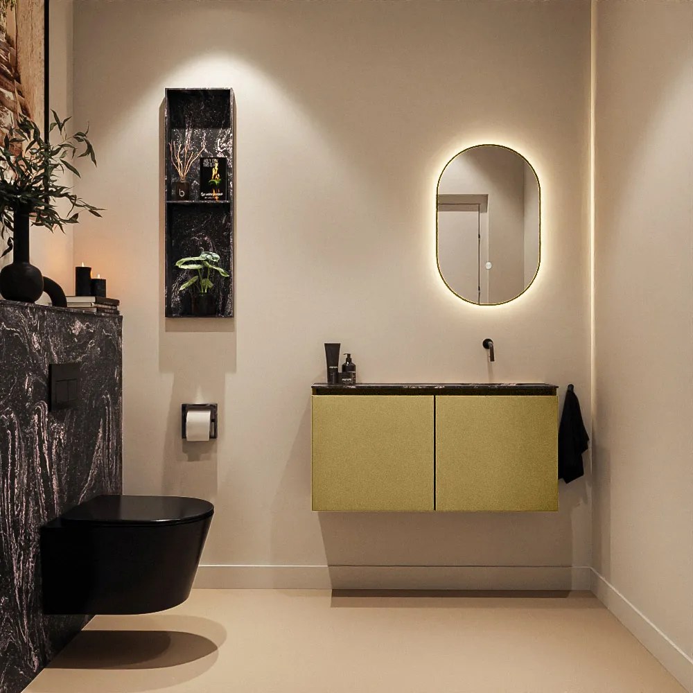 Mondiaz Ture DLux toiletmeubel 100cm oro met wastafel lava rechts zonder kraangat