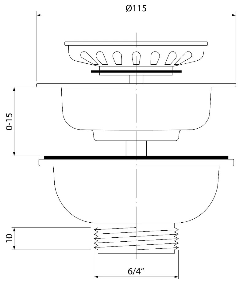 Bruckner afvoerputje gunmetal 6/4"