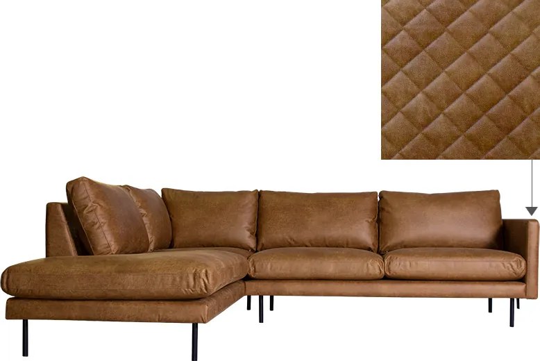 Hoekbank - Daisy - links - leer Colorado cognac 03