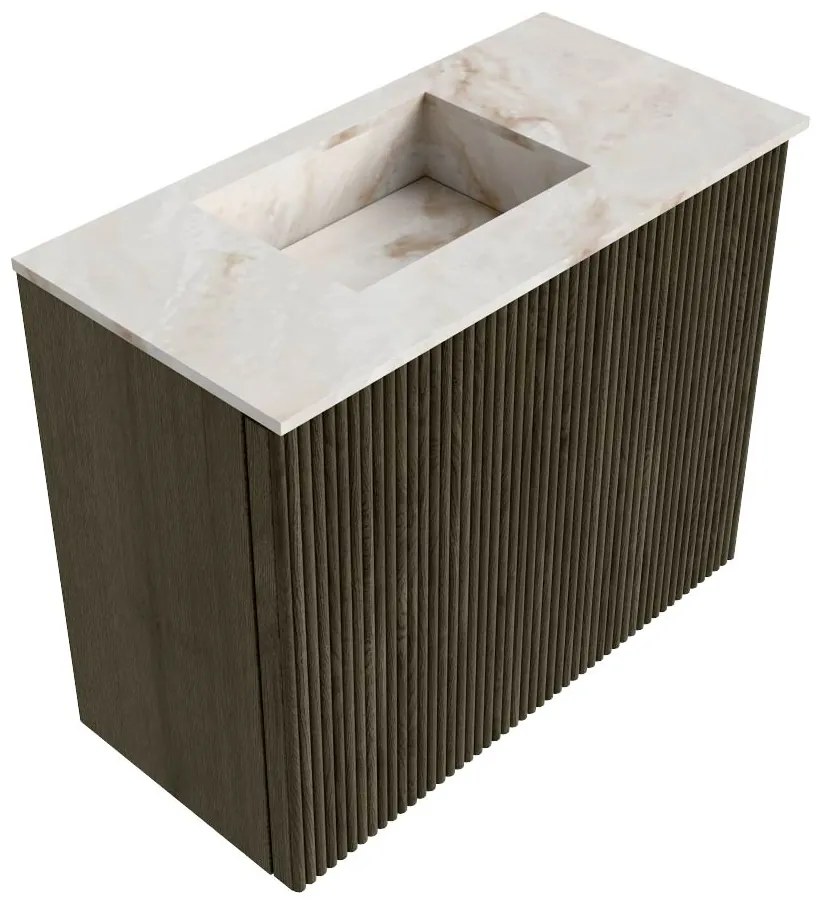 Mondiaz Joya DLux 50cm toiletmeubel shadow met wastafel faye links 1 kraangat frappe