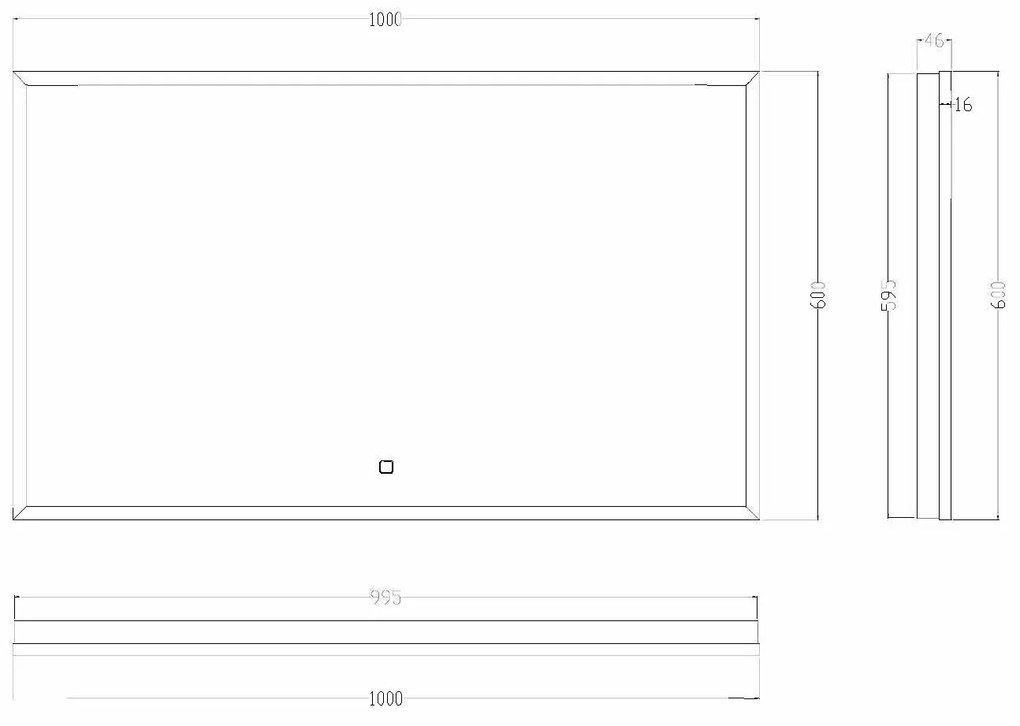 Mueller Square LED spiegel 100x60cm mat zwart met spiegelverwarming