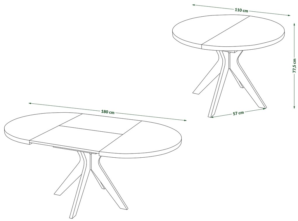 RENZO Natuurlijk Eiken - RONDE HOUTEN TAFEL Ø110 UITKLAPBAAR TOT 180 cm | VOOR DE KEUKEN EETKAMER WOONKAMER RETRO