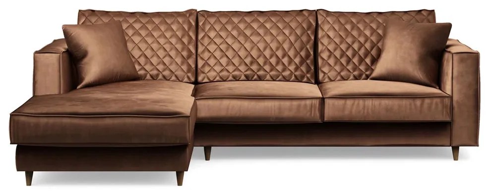 Rivièra Maison - Kendall Sofa With Chaise Longue Left, velvet, chocolate - Kleur: bruin
