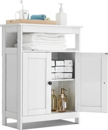 VEVOR Badkamerkast 3-laags hout met 2 deuren en verstelbare plank, staande kast voor keuken/woonkamer/hal, multifunctionele opbergkast keukenkast