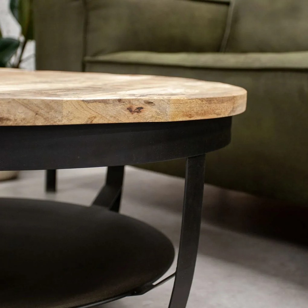 Dimehouse | Salontafel Baldo diameter 90 cm x hoogte 43 cm x dikte 3 cm bruin salontafels mangohout tafels meubels | NADUVI outlet