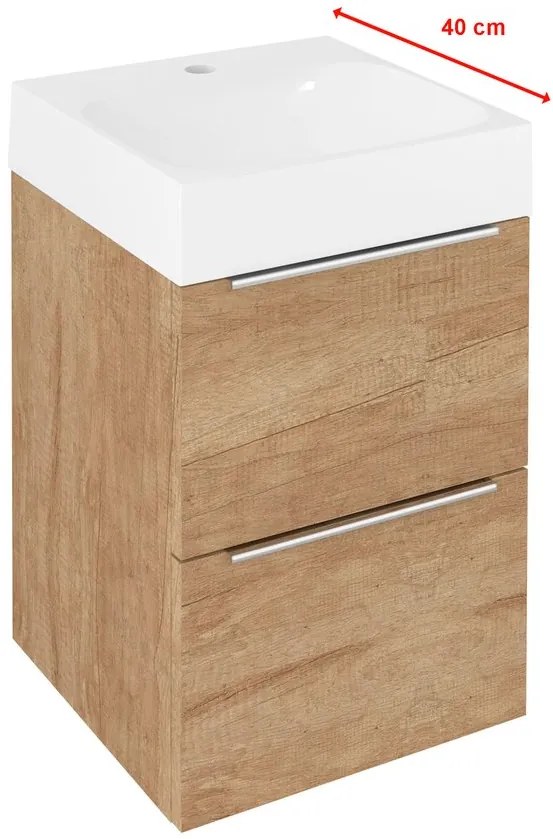 Sapho Emona Compact wastafelmeubel 55cm eiken met witte wastafel