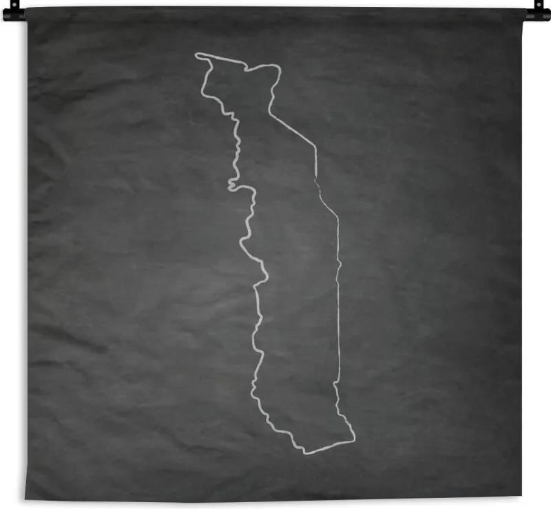 Wandkleed Togo illustratie - Een zwart-witte illustratie van Togo op een krijtbord Wandkleed katoen 60x60 cm - Wandtapijt met foto