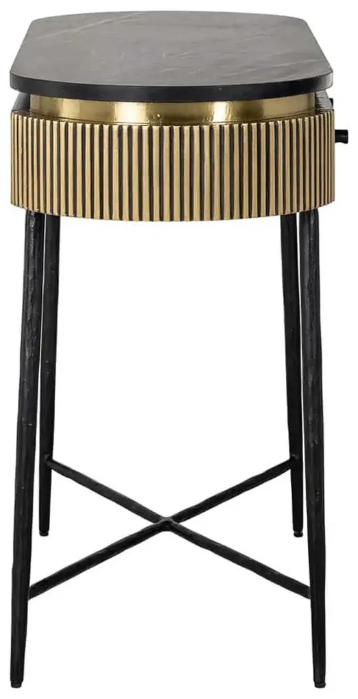 Richmond Interiors Ironville Ovale Sidetable Goud Met Ribbels - 100 X 40cm.