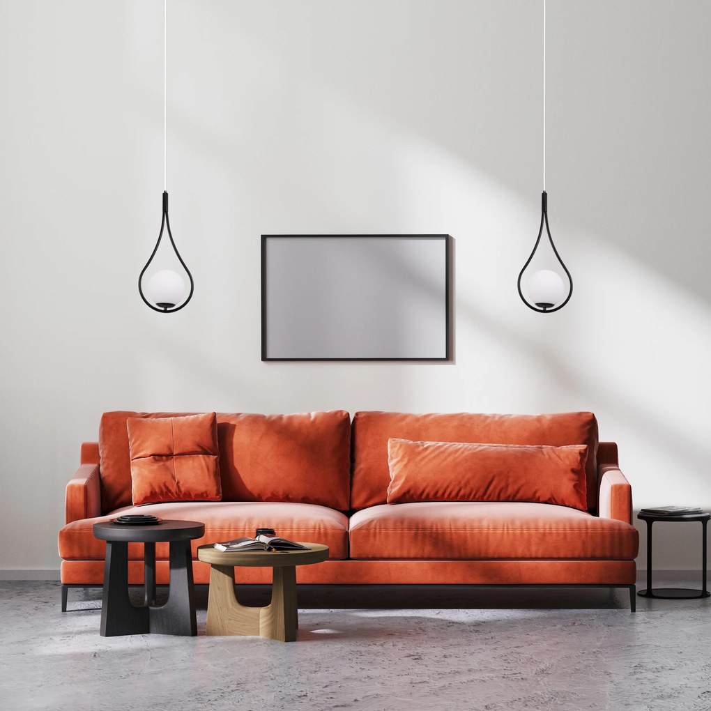 GLAZEN BOL SPIRAAL HANGLAMP G111-1W JUODA E27