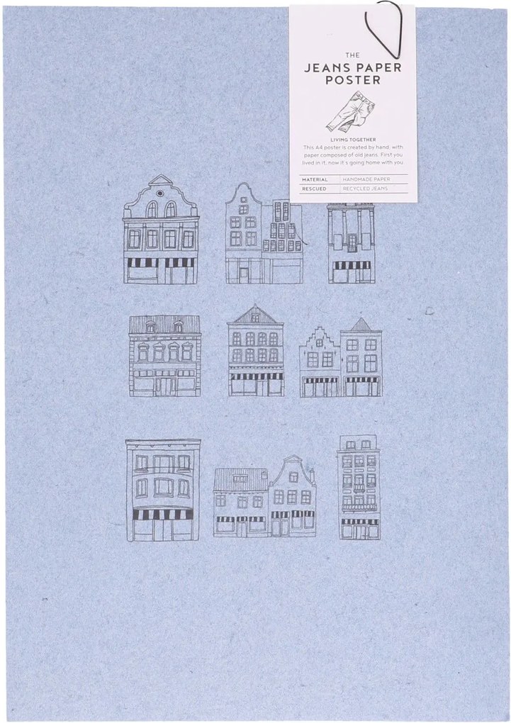 Poster gevels, denimpapier, 29,7 x 21 cm