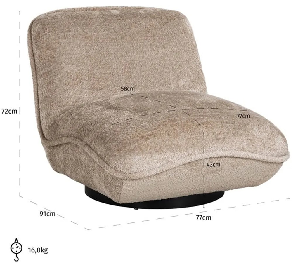 Richmond Interiors Ophelia Draaibare Lounge Stoel Sheep Natural