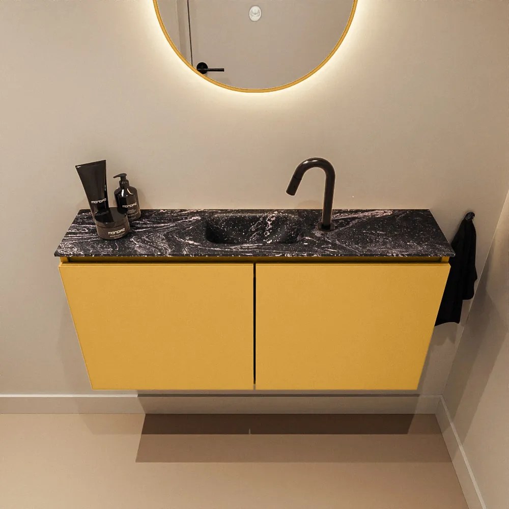 Mondiaz Ture DLux toiletmeubel 100cm ocher met wastafel lava midden met kraangat