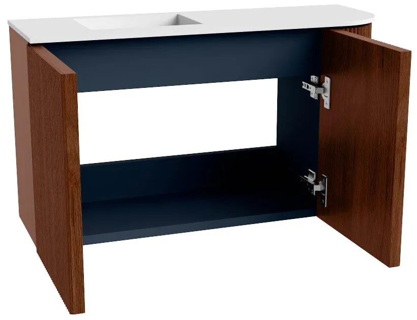 Mondiaz Joya 70cm toiletmeubel ronding rechts ruby met wastafel faye links 1 kraangat talc