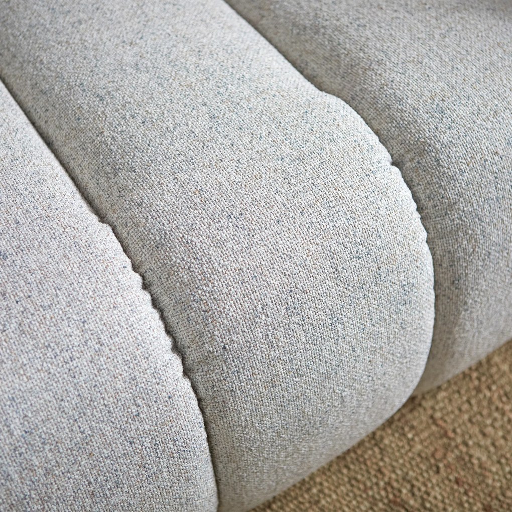 Bank Met Strepen Stiksel Grijsbeige Chaise Longue Links