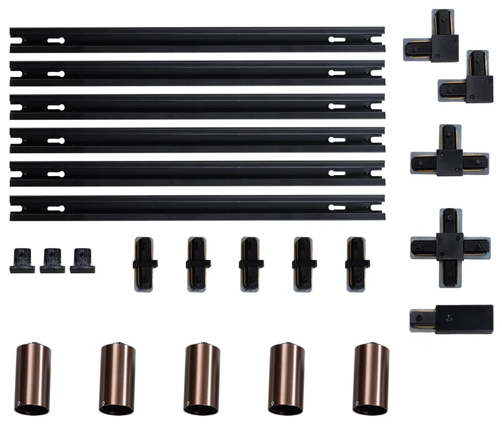 Modern railsysteem met 5 spots donker brons 1-fase GU10 35mm - Iconic Ruby