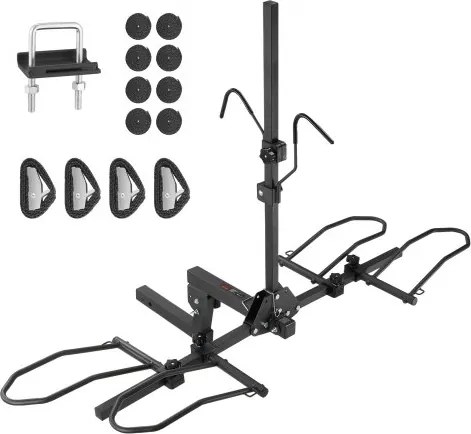 VEVOR Hitch fietsendrager, platform voor 2 fietsen, draagvermogen van 73 kg, fietsendragerkoppeling voor 50,8 mm ontvanger, opvouwbare fietsendrager voor auto, SUV, vrachtwagen, enz.