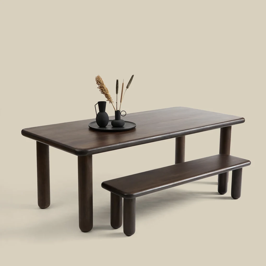 Walnoot Eettafel Met Ronde Poten 200 Cm - 200 X 100cm.